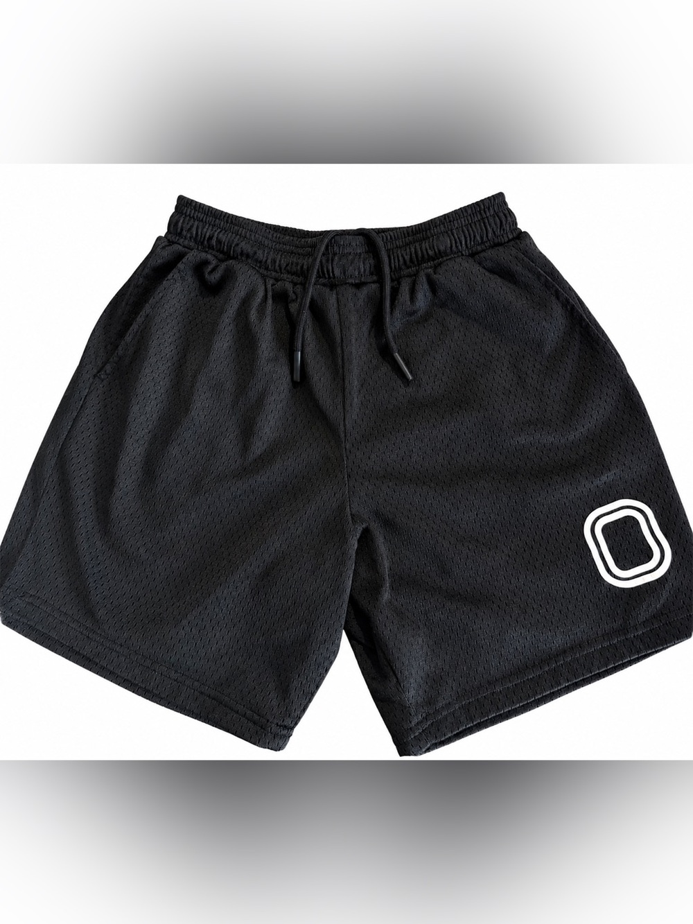 Gently used Overtime Kids Black Mesh Athletic Shorts with Contrast Logo